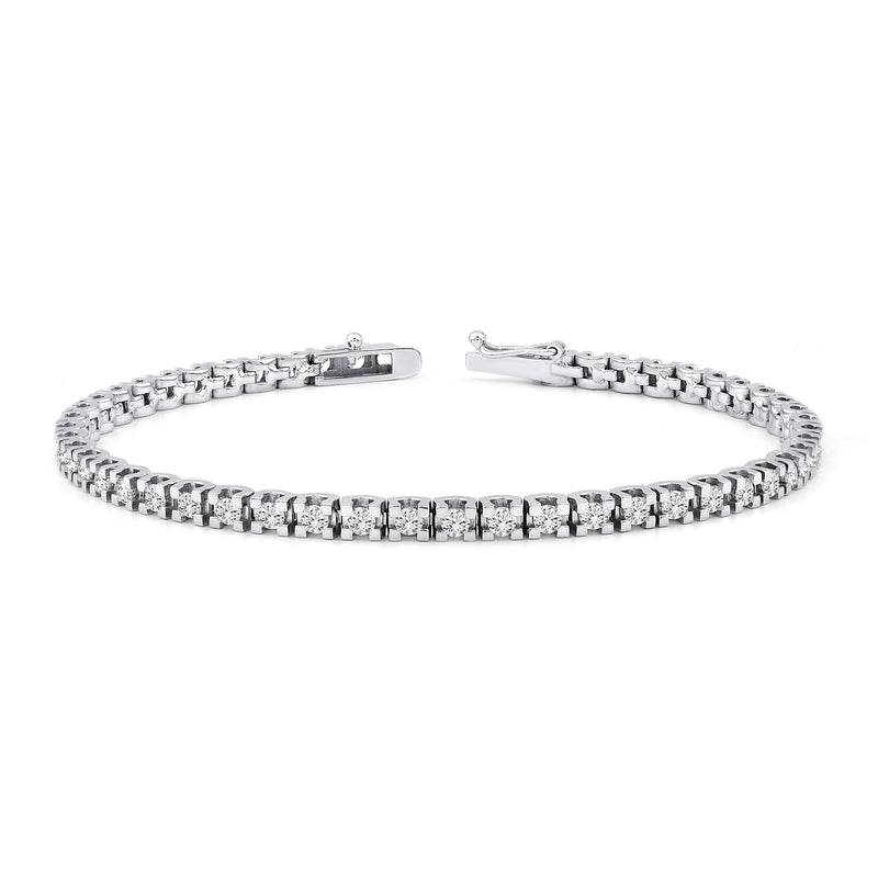 Lab-Grown Diamond Tennis Bracelet – Block · White Gold