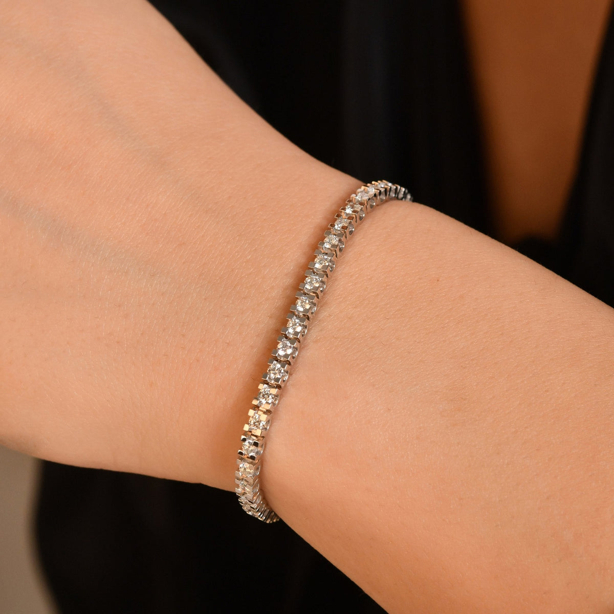 Lab-Grown Diamond Tennis Bracelet – Block · On the Wrist