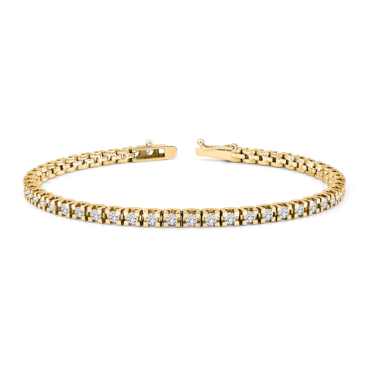 Lab-Grown Diamond Tennis Bracelet – Block · Yellow Gold
