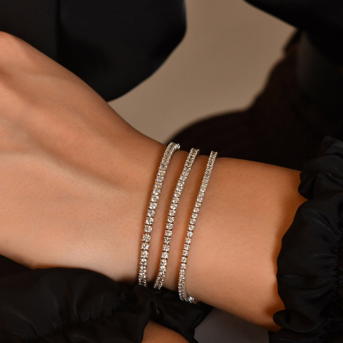 Lab-Grown Diamond Tennis Bracelet – Four-Prong · On the Wrist
