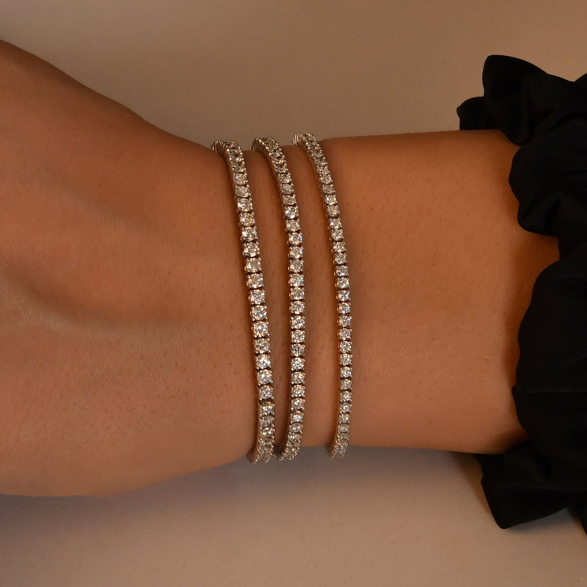 Lab-Grown Diamond Tennis Bracelet – Four-Prong · On the Wrist