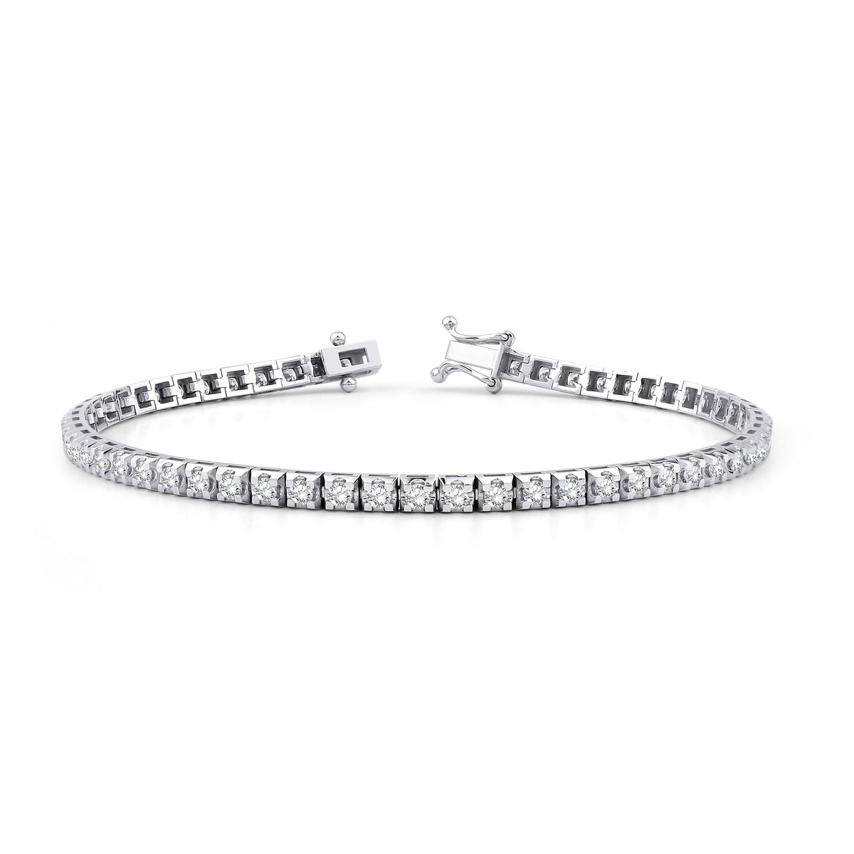 Lab-Grown Diamond Tennis Bracelet – Square · White Gold