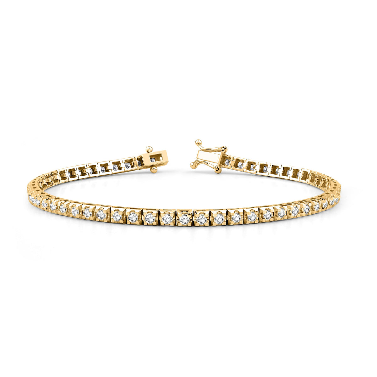 Lab-Grown Diamond Tennis Bracelet – Square · Yellow Gold
