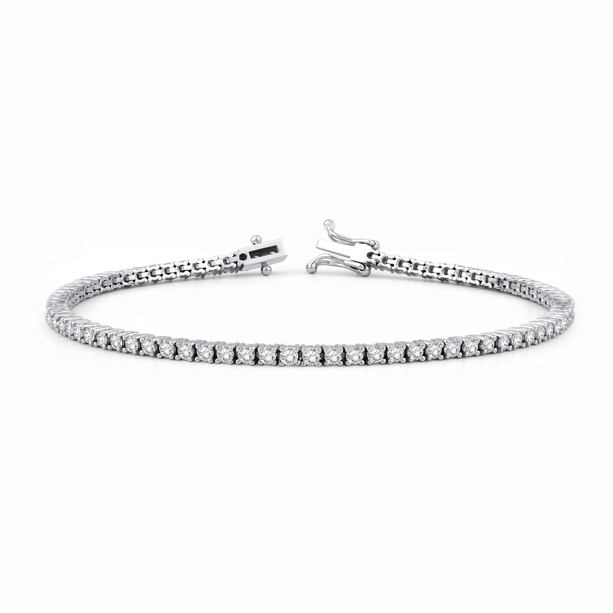 Lab-Grown Diamond Tennis Bracelet – Wire Prong · White Gold