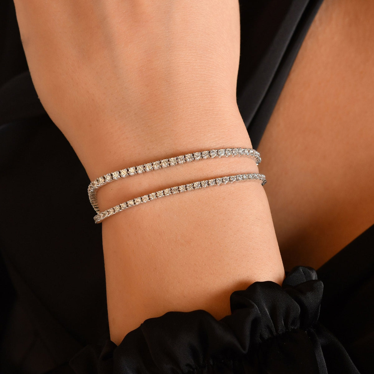 Lab-Grown Diamond Tennis Bracelet – Wire Prong · On the Wrist