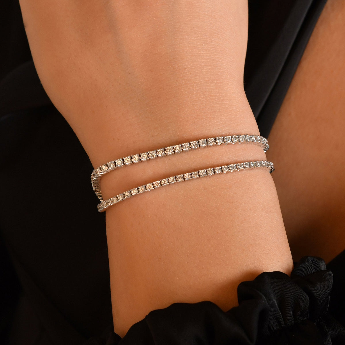 Lab-Grown Diamond Tennis Bracelet – Wire Prong · On the Wrist