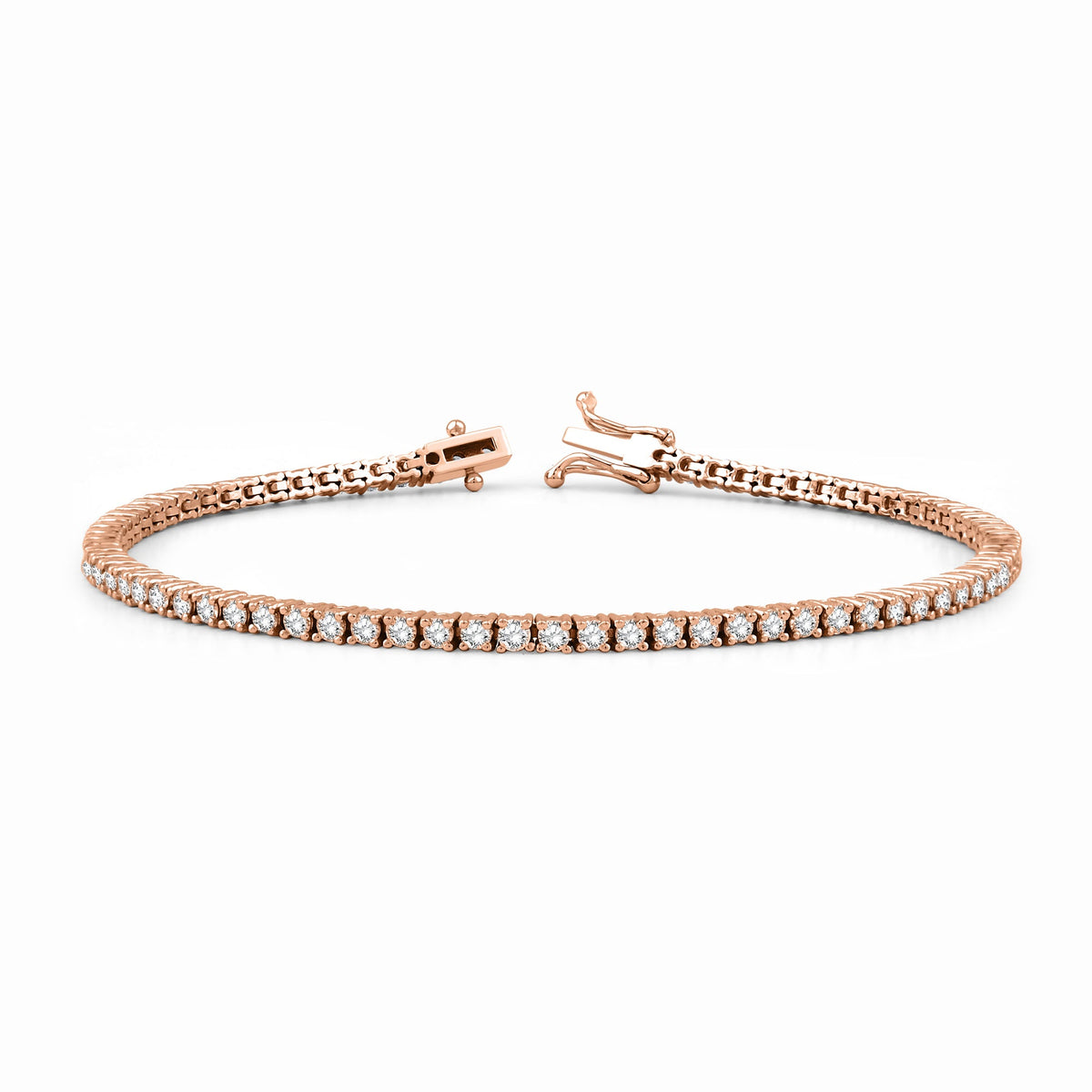 Lab-Grown Diamond Tennis Bracelet – Wire Prong · Rose Gold