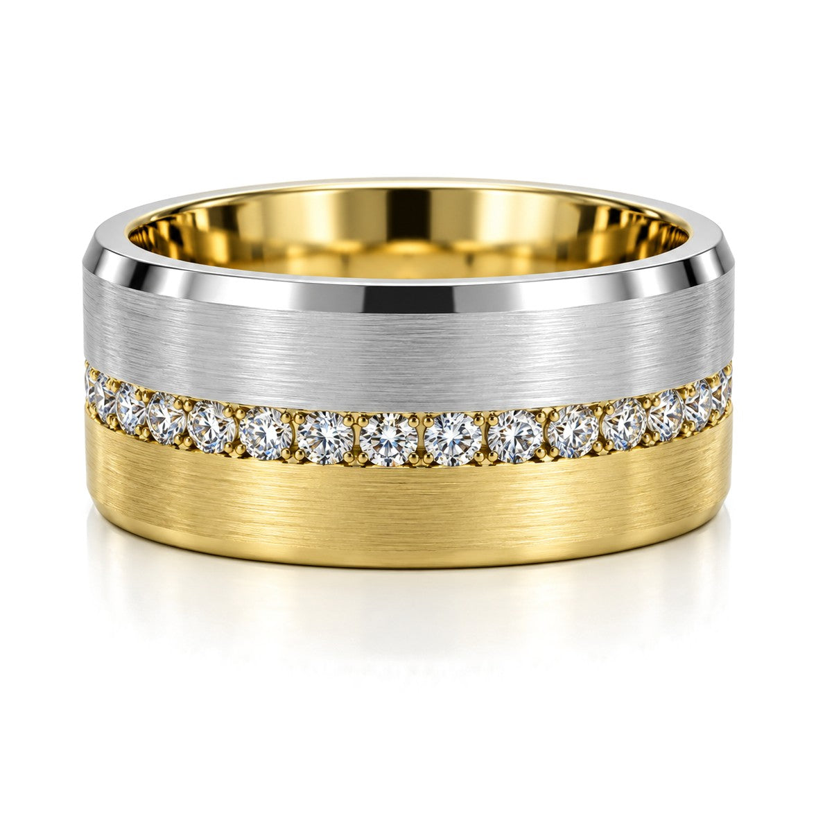 Brushed Two-Tone Diamond Wedding Band Set · Her Band