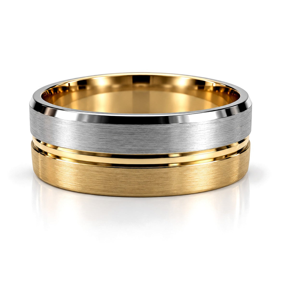 Brushed Two-Tone Diamond Wedding Band Set · His Band