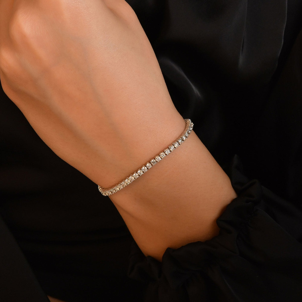 Diamond Tennis Bracelet – Four-Prong · On the Wrist