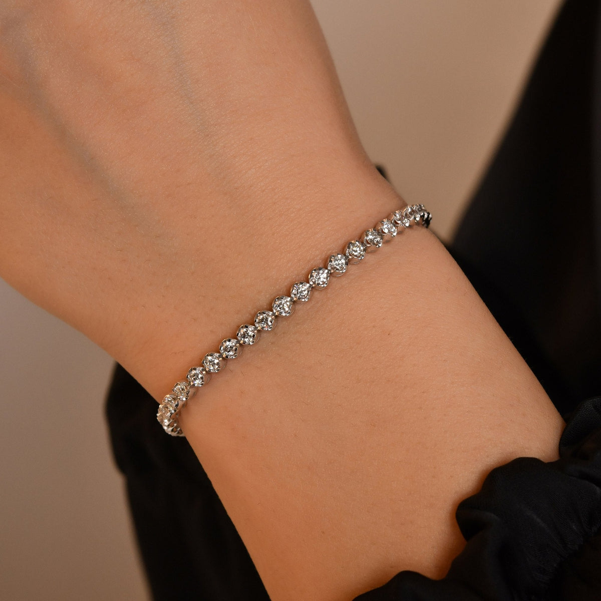 Diamond Tennis Bracelet – Round · On the Wrist