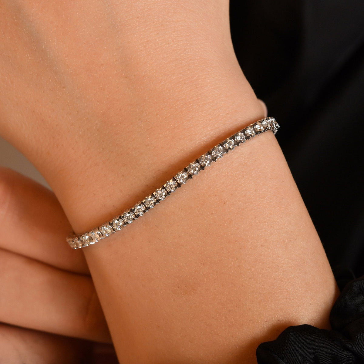 Diamond Tennis Bracelet – Square · On the Wrist