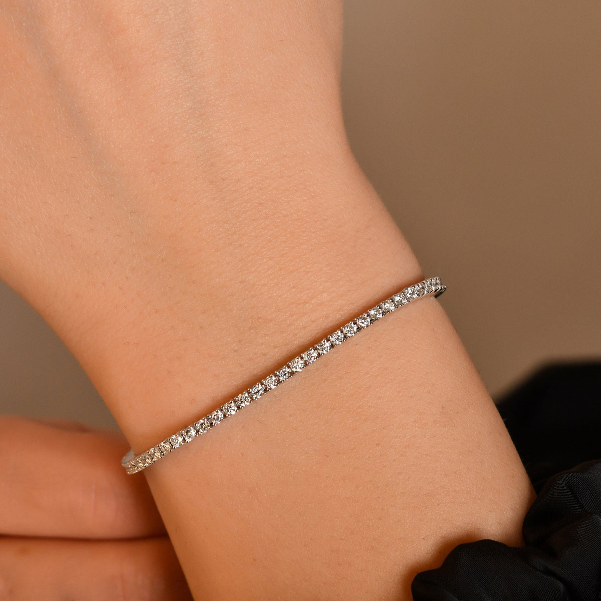 Diamond Tennis Bracelet – Wire Prong · On the Wrist