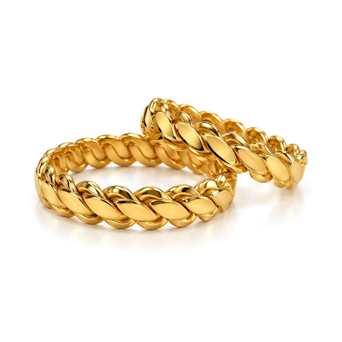 Braided Gold Wedding Band Set · Yellow Gold · Set