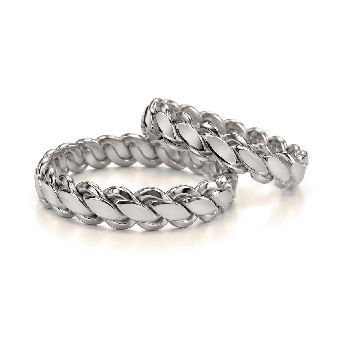 Braided Gold Wedding Band Set · White Gold · Set