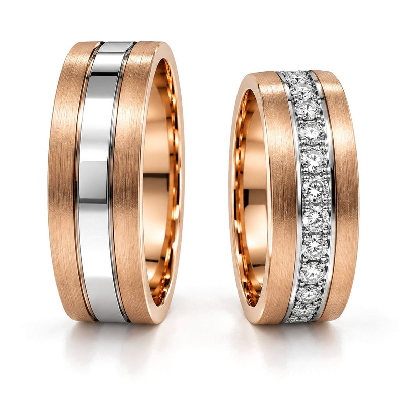 Rose Stripe Diamond Wedding Band Set · Set