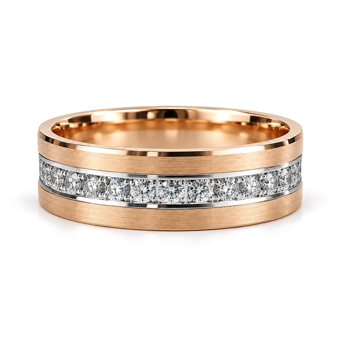 Rose Stripe Diamond Wedding Band Set · Her Band