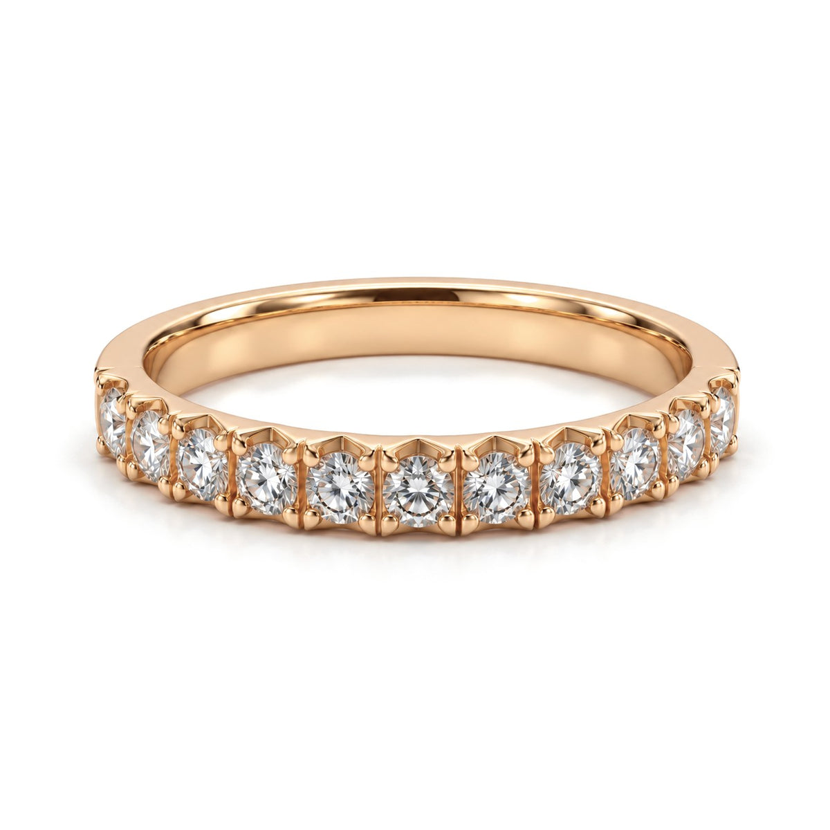Pyramid Pattern Lab-Grown Diamond Wedding Band Set · Rose Gold · Her Band