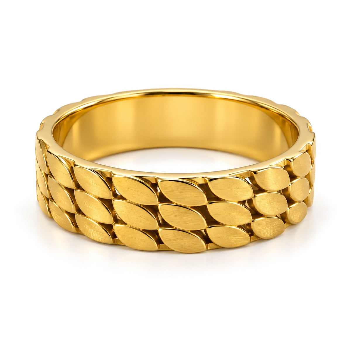 Scale Pattern Gold Wedding Band Set · Yellow Gold · Band