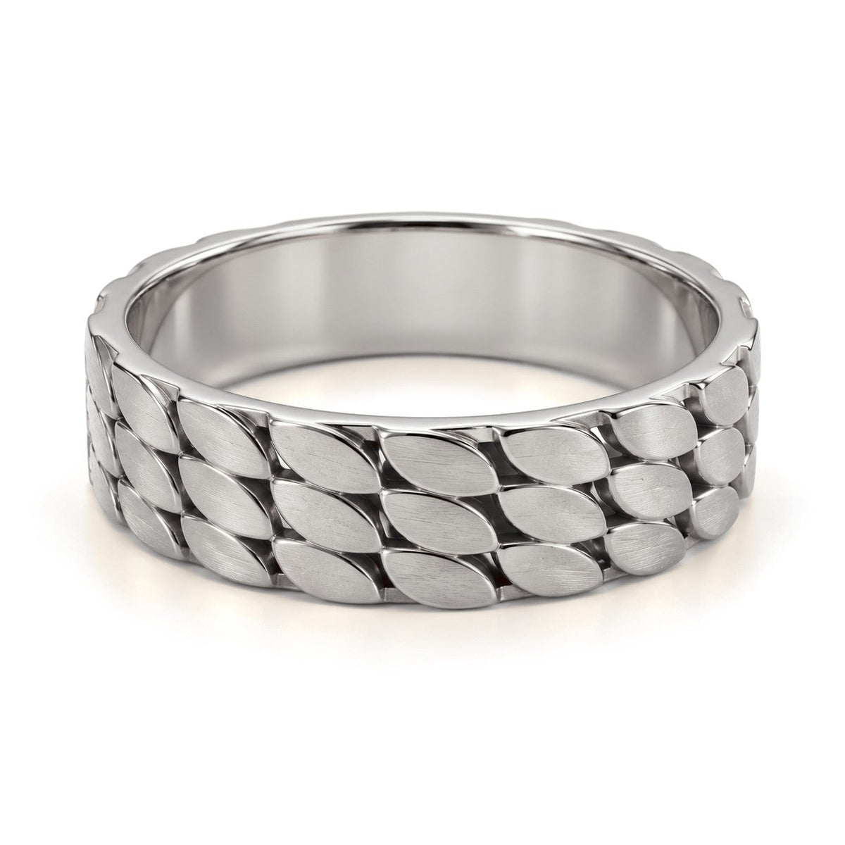 Scale Pattern Gold Wedding Band Set · White Gold · Band