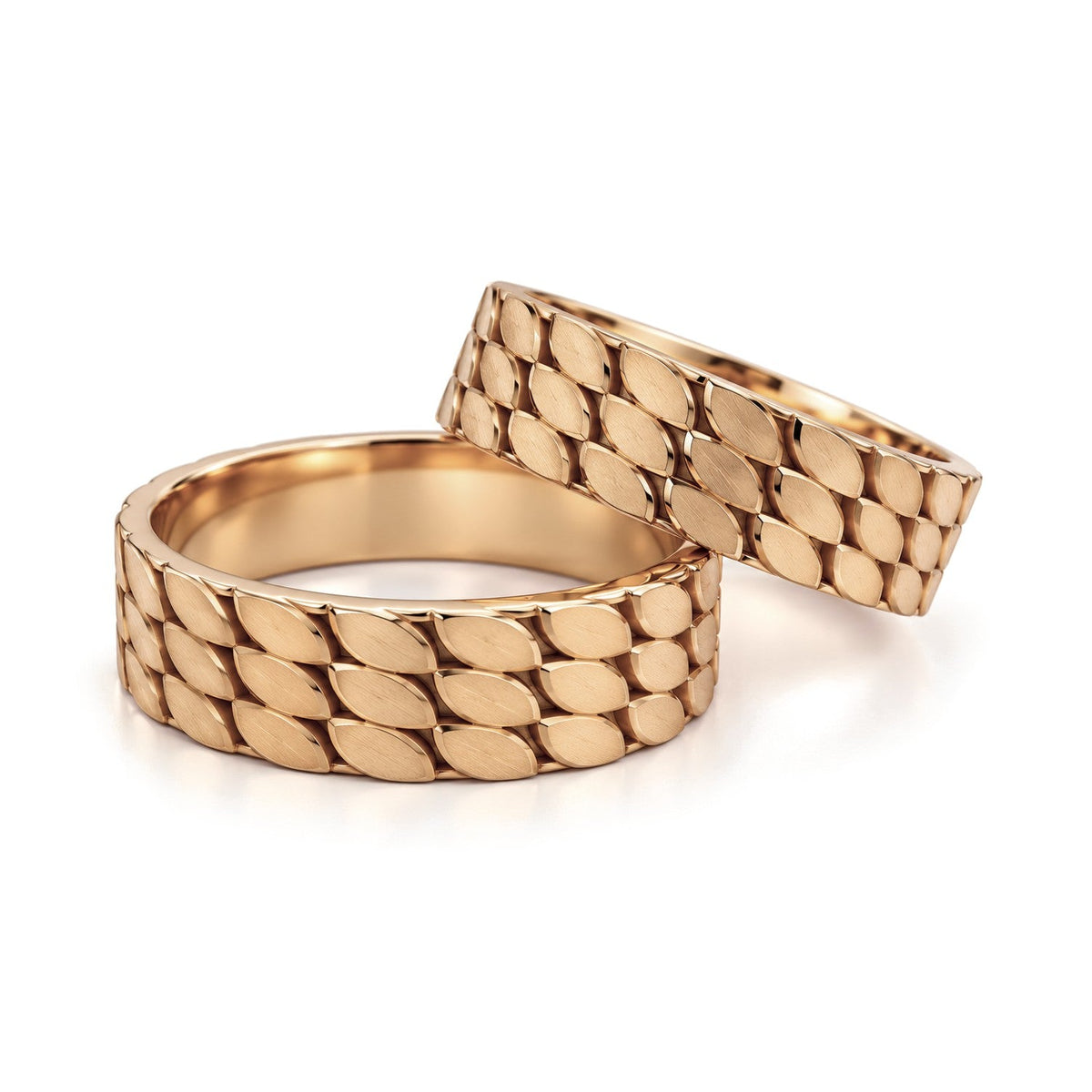 Scale Pattern Gold Wedding Band Set · Rose Gold · Set