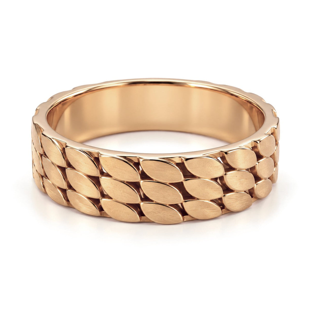 Scale Pattern Gold Wedding Band Set · Rose Gold · Band