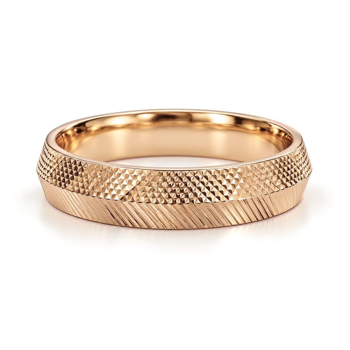 Knife Edge Textured Gold Wedding Band Set · Rose Gold · Band