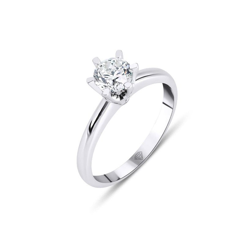 Round · 6 Prong · White Gold