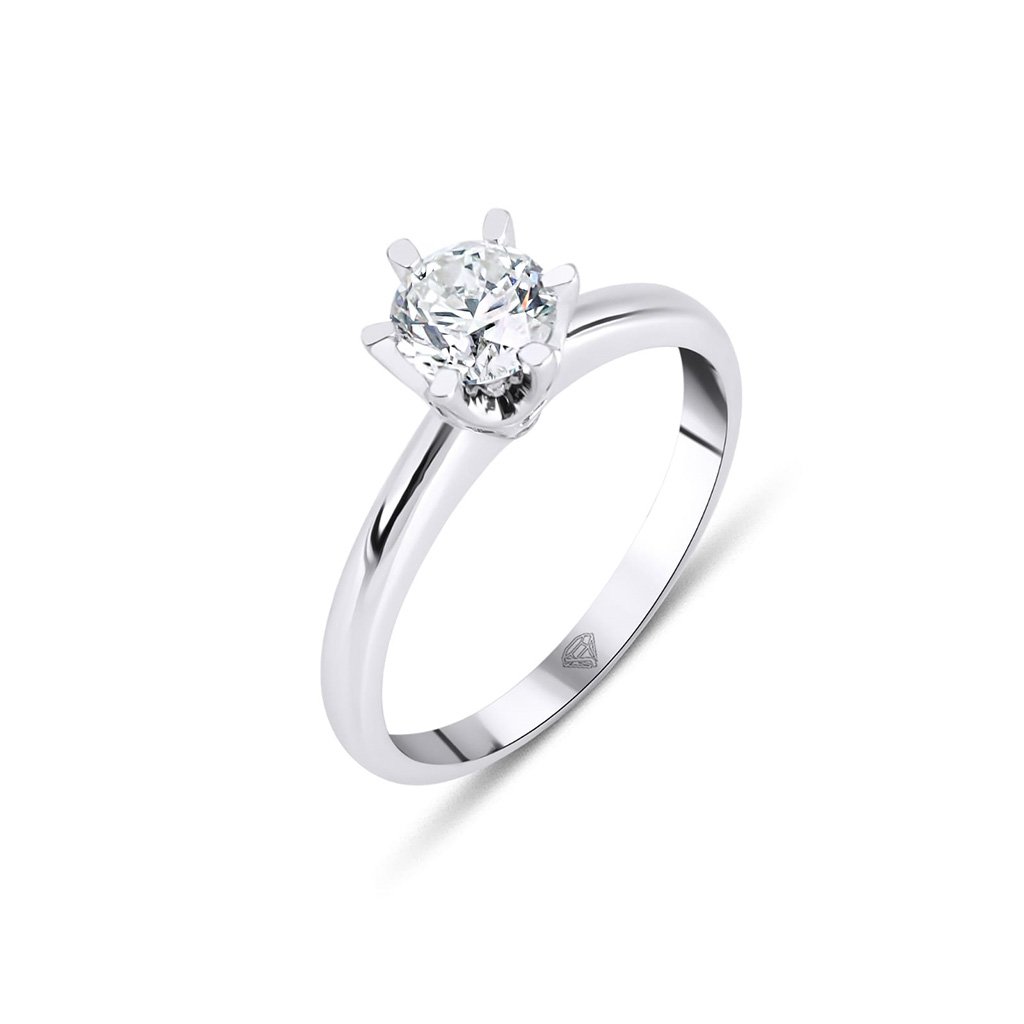 Round · 6 Prong · White Gold