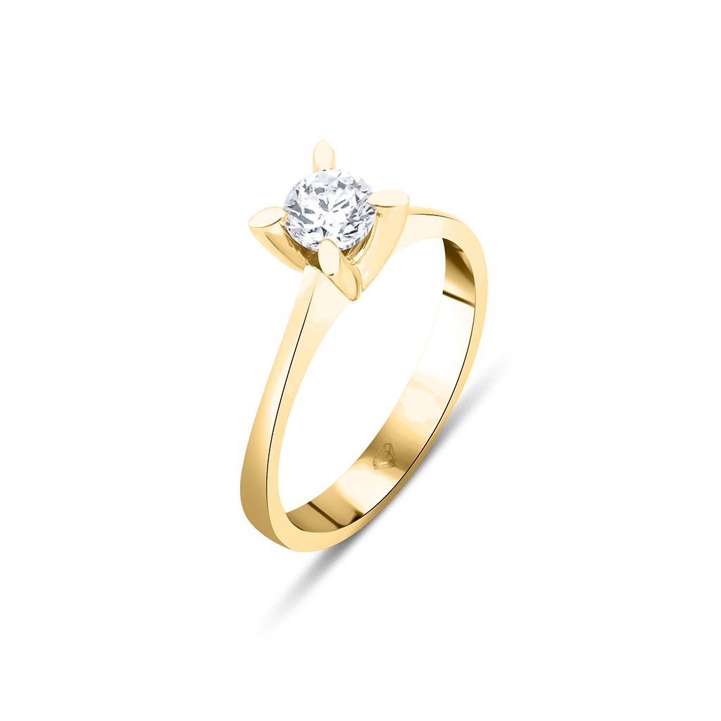 Round · Petal Prong · Yellow Gold