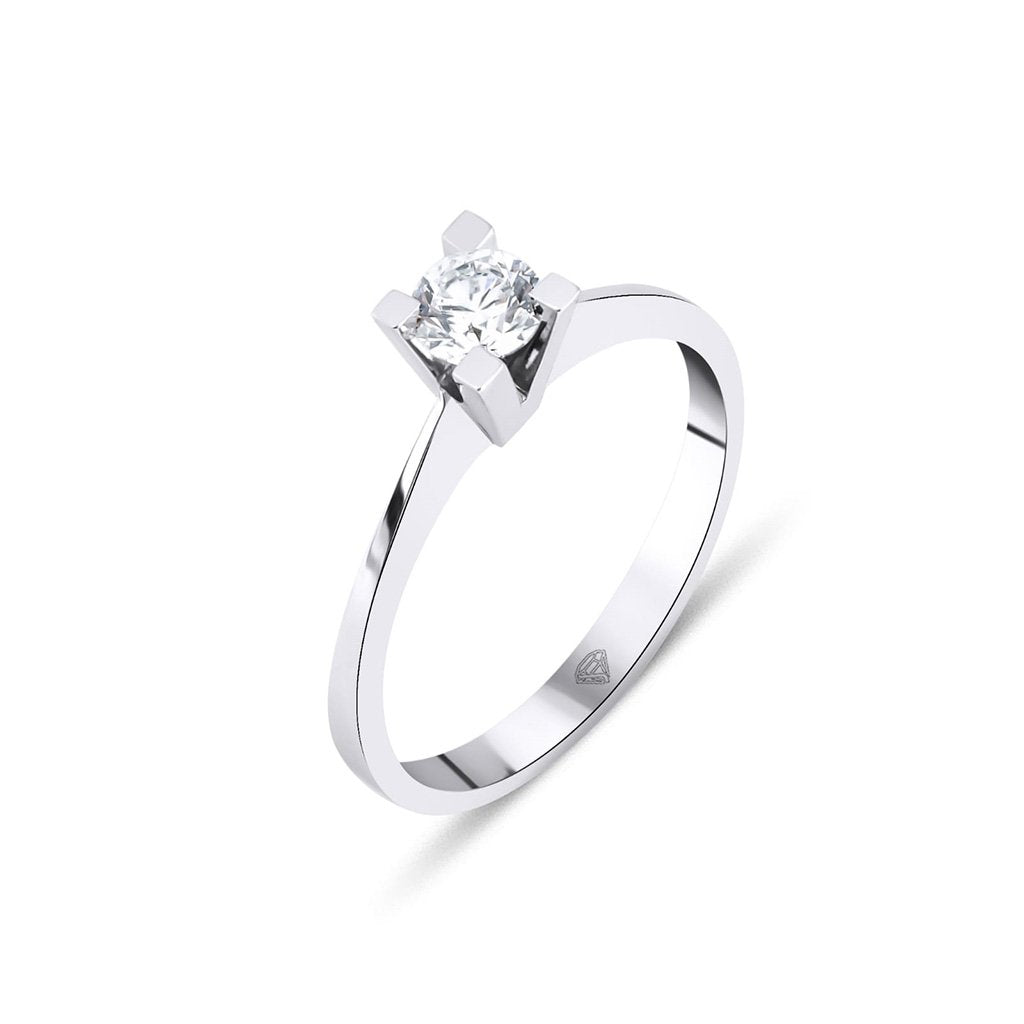 Round · Square Prong · White Gold