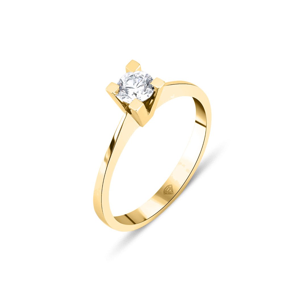 Round · Square Prong · Yellow Gold