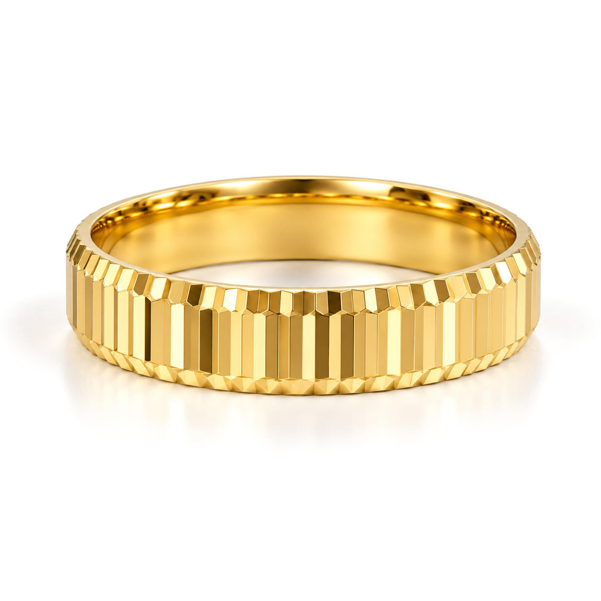 Notched Edge Gold Wedding Band Set · Yellow Gold · Her Band