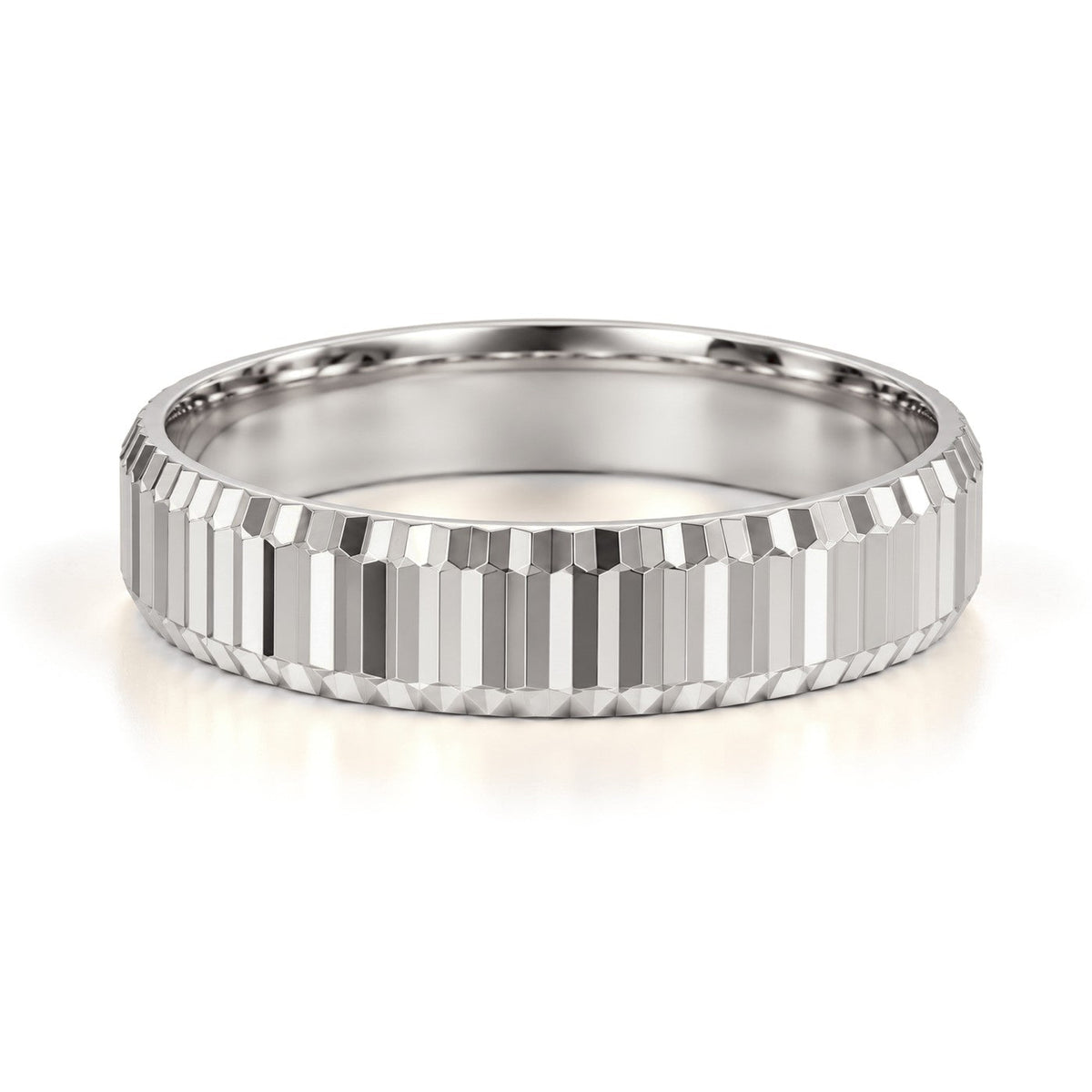 Notched Edge Gold Wedding Band Set · White Gold · Her Band