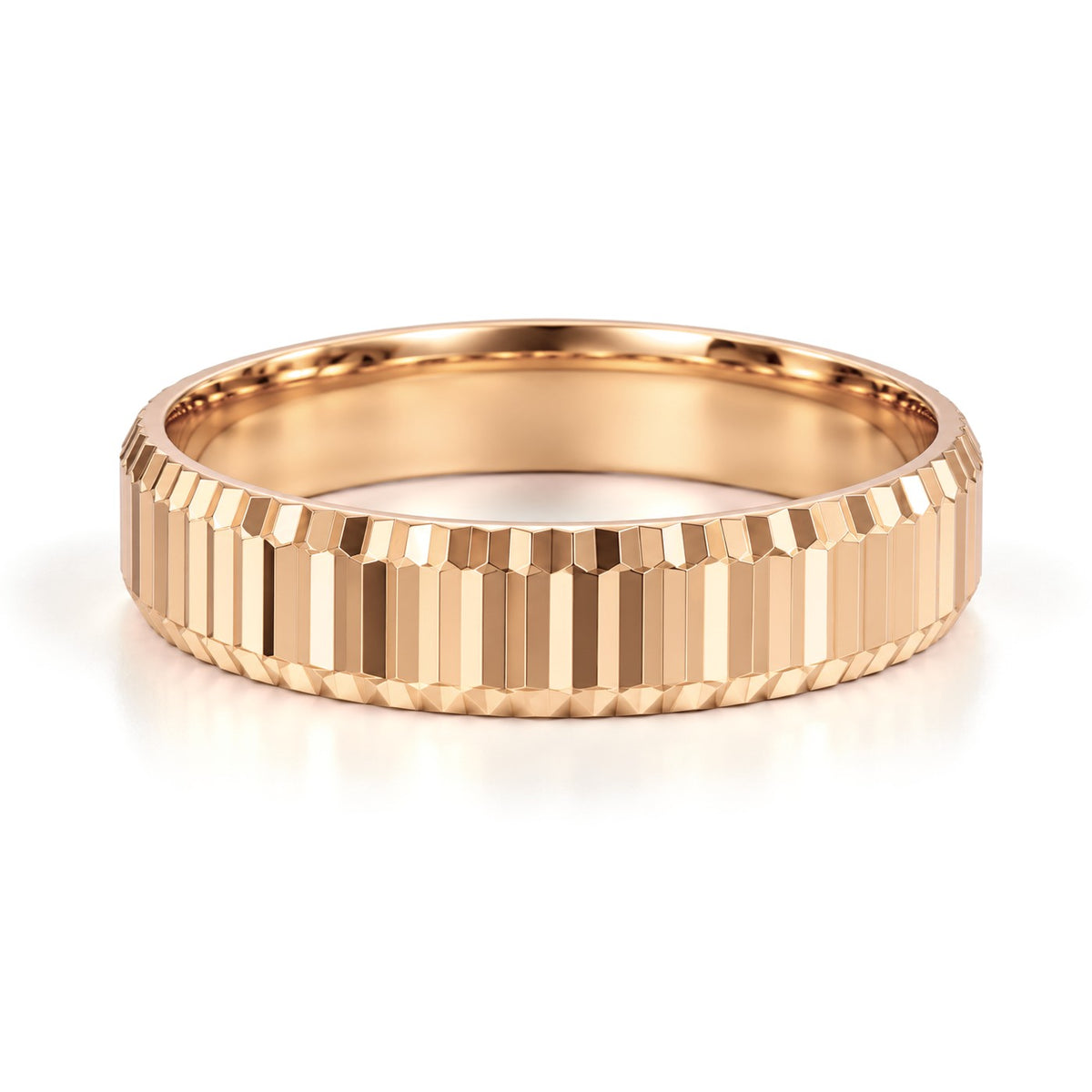 Notched Edge Gold Wedding Band Set · Rose Gold · Her Band