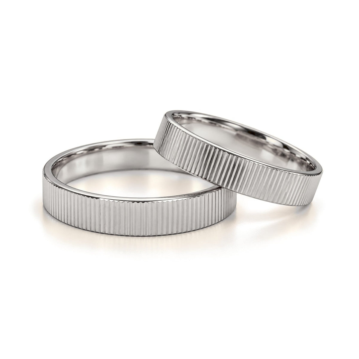 Coin Edge Gold Wedding Band Set · White Gold · Set