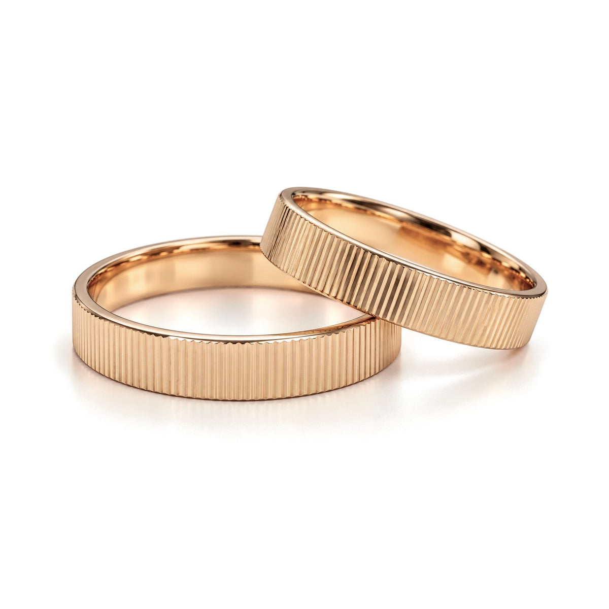 Coin Edge Gold Wedding Band Set · Rose Gold · Set