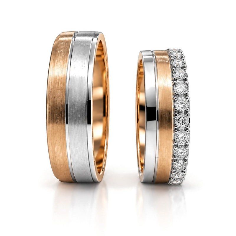 Tri-Color Diamond Wedding Band Set · Set
