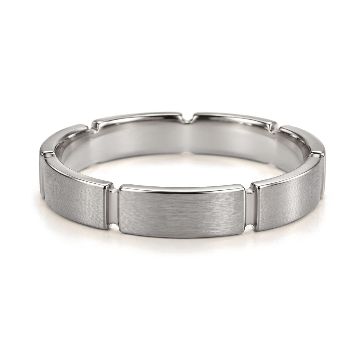 Three-Stone Segmented Lab-Grown Diamond Wedding Band Set · White Gold · His Band