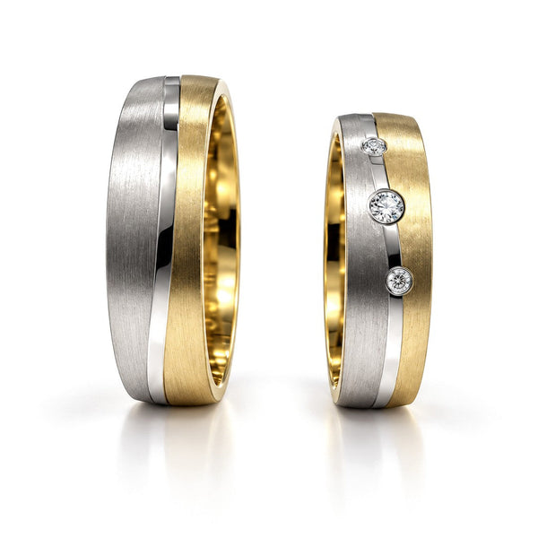 Three-Stone Wave Diamond Wedding Band Set · Set