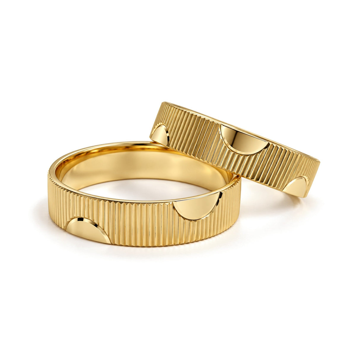 Half Moon Gold Wedding Band Set · Yellow Gold · Set