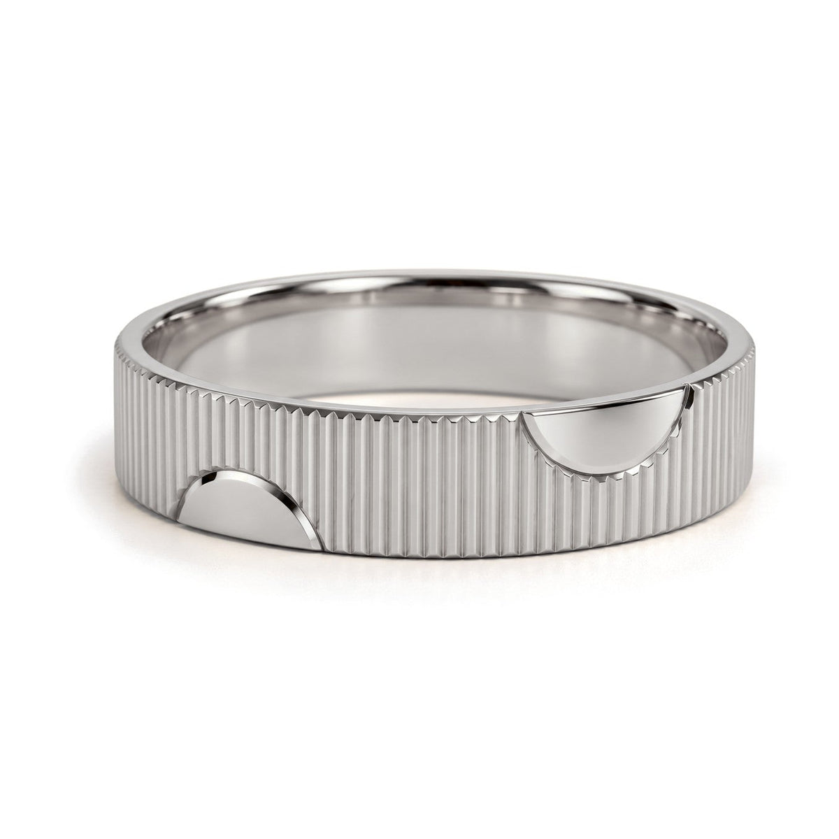 Half Moon Gold Wedding Band Set · White Gold · Band