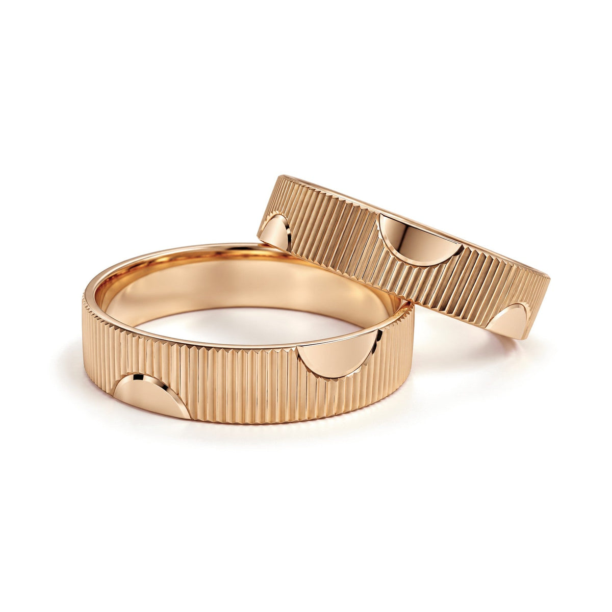 Half Moon Gold Wedding Band Set · Rose Gold · Set