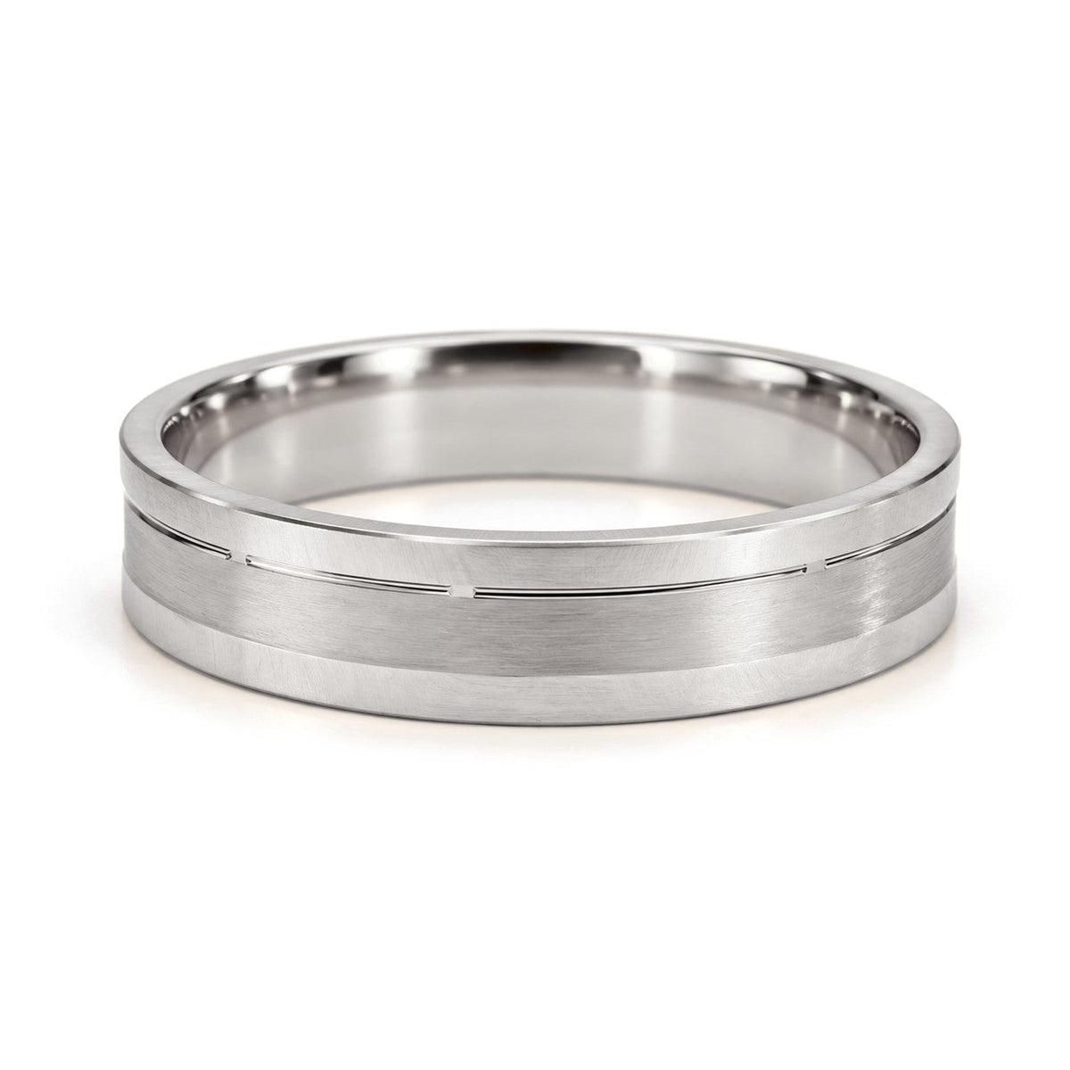 Star Pattern Brushed Gold Wedding Band Set · White Gold · His Band