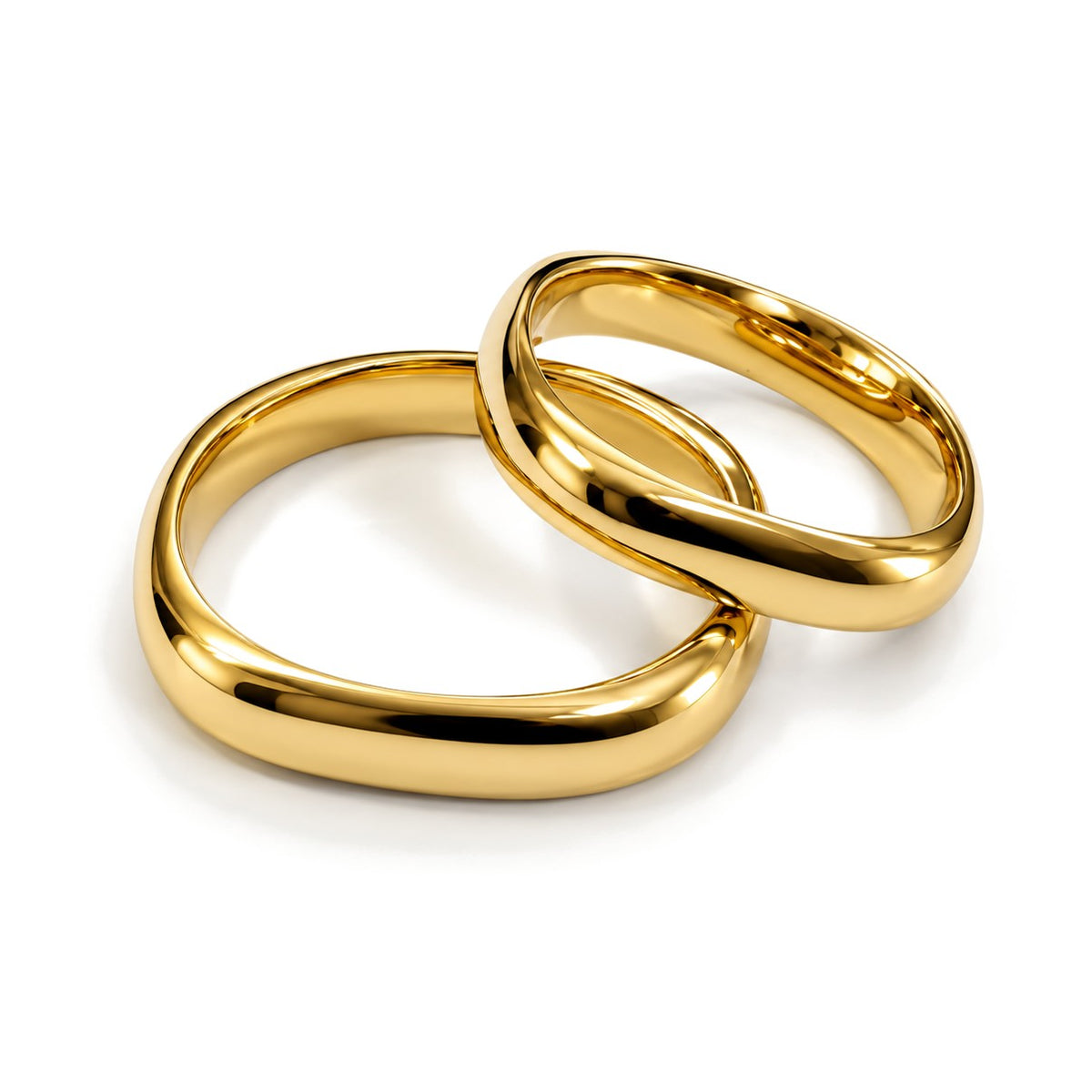 Soft Square Gold Wedding Band Set · Yellow Gold · Set