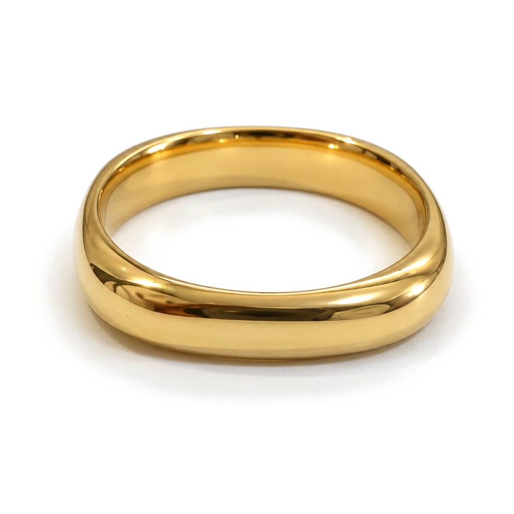 Soft Square Gold Wedding Band Set · Yellow Gold · Band