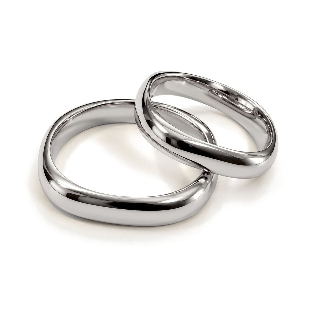 Soft Square Gold Wedding Band Set · White Gold · Set