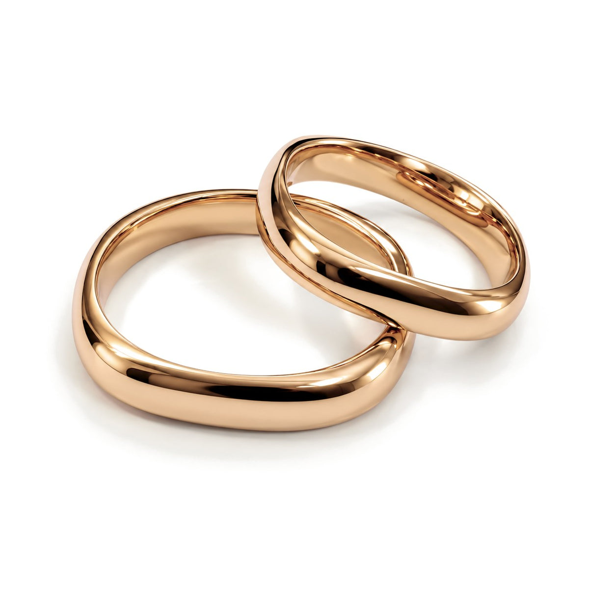 Soft Square Gold Wedding Band Set · Rose Gold · Set
