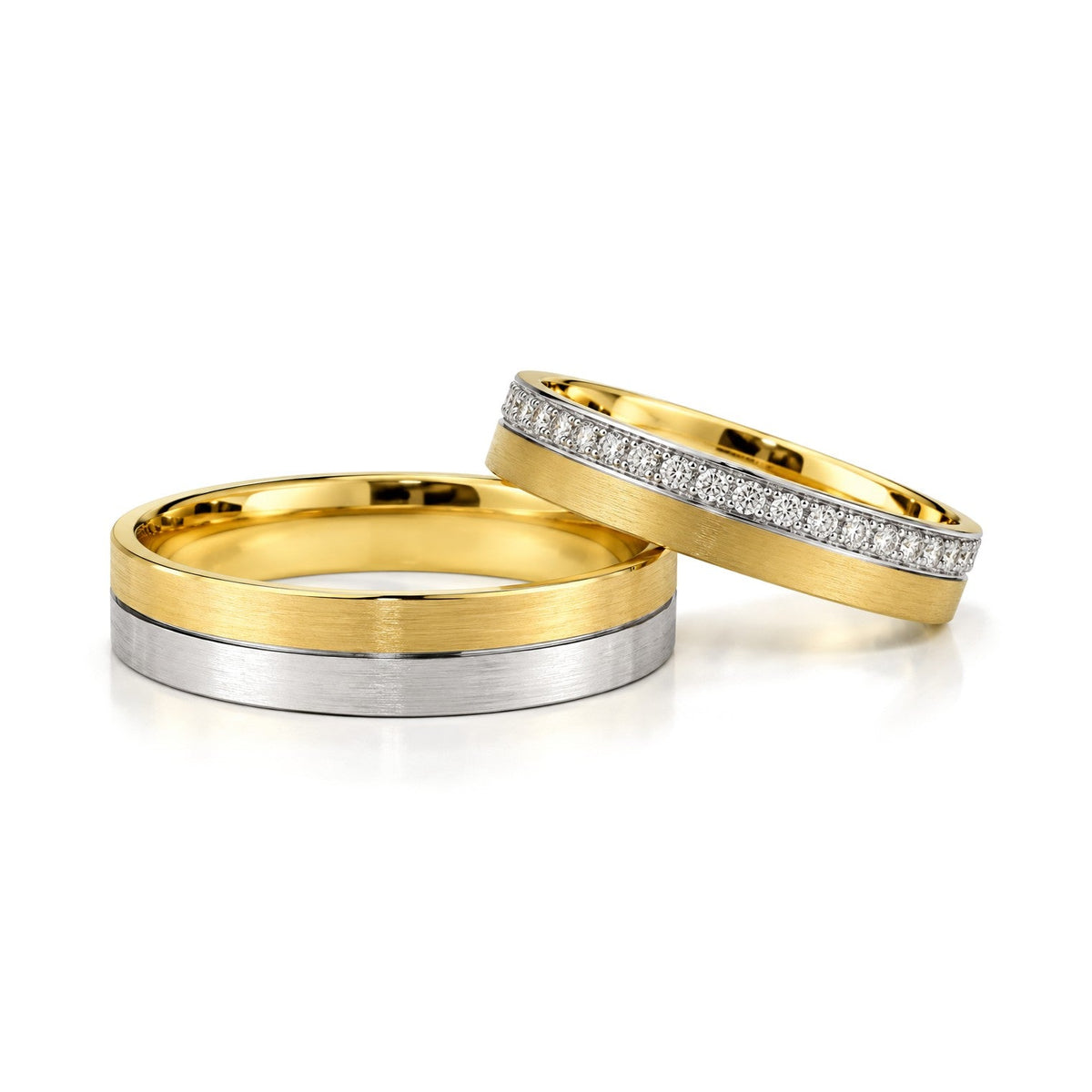 Delicate Two-Tone Diamond Wedding Band Set · Set