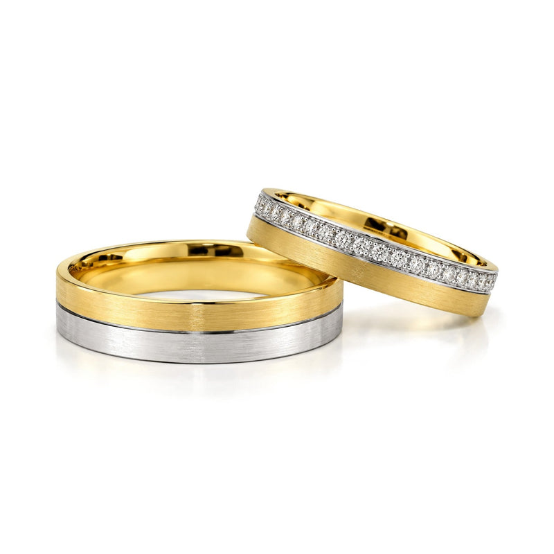 Delicate Two-Tone Diamond Wedding Band Set · Set